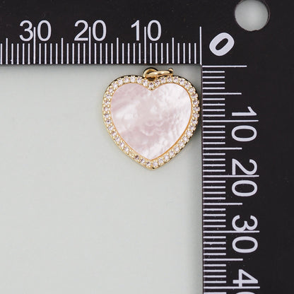 Gold Heart Charms,18K Gold Filled Heart Pendant,White Shell Heart Charm Bracelet Necklace for DIY Jewelry Making Supply