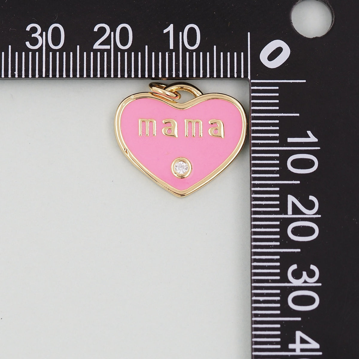 Gold Heart Mama Charms,18K Gold Filled Heart Pendant,Enamel Heart Charm Bracelet Necklace for DIY Jewelry Making Supply