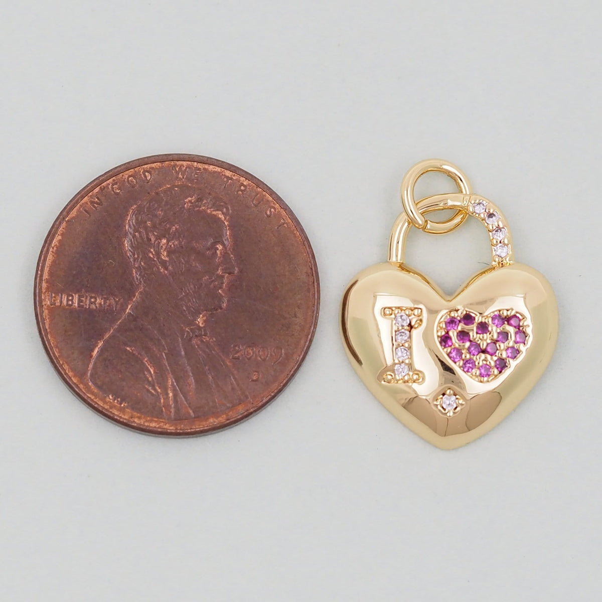 Gold Heart Charms,18K Gold Filled Heart Pendant,Heart Charm Bracelet Necklace for DIY Jewelry Making Supply