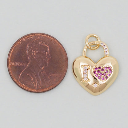 Gold Heart Charms,18K Gold Filled Heart Pendant,Heart Charm Bracelet Necklace for DIY Jewelry Making Supply
