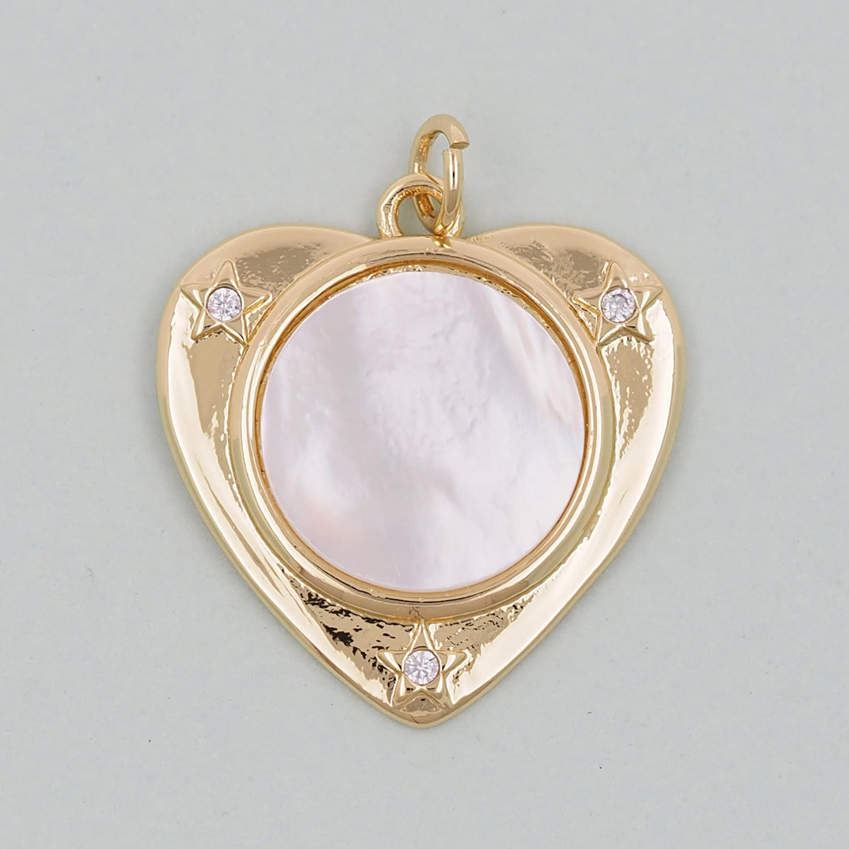 Gold Heart Charms,18K Gold Filled Heart Pendant,White Shell Heart Charm Bracelet Necklace for DIY Jewelry Making Supply