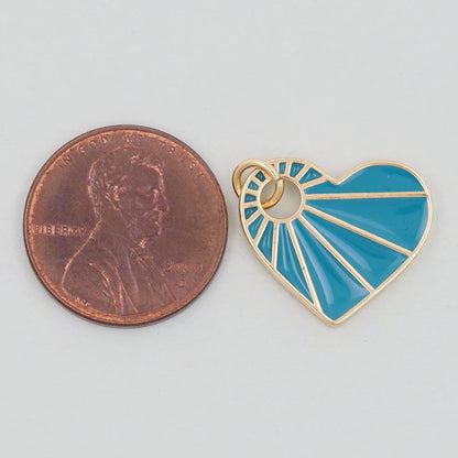 Gold Heart Charms,18K Gold Filled Enamel Heart Pendant,Sun Heart Charm Bracelet Necklace for DIY Jewelry Making Supply