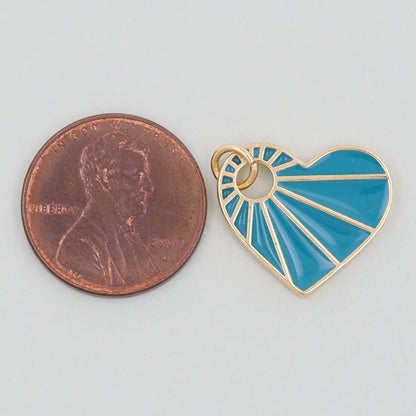 18K Gold Filled Heart Enamel Charm Pendant for Jewelry Making