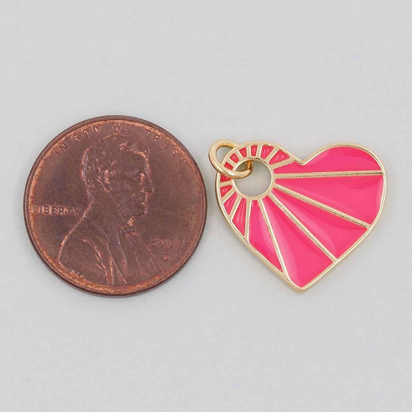 Gold Heart Charms,18K Gold Filled Enamel Heart Pendant,Sun Heart Charm Bracelet Necklace for DIY Jewelry Making Supply
