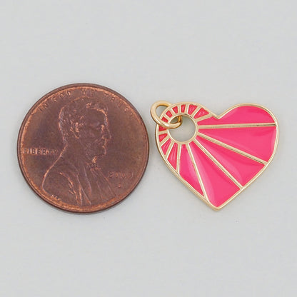 Gold Heart Charms,18K Gold Filled Enamel Heart Pendant,Sun Heart Charm Bracelet Necklace for DIY Jewelry Making Supply