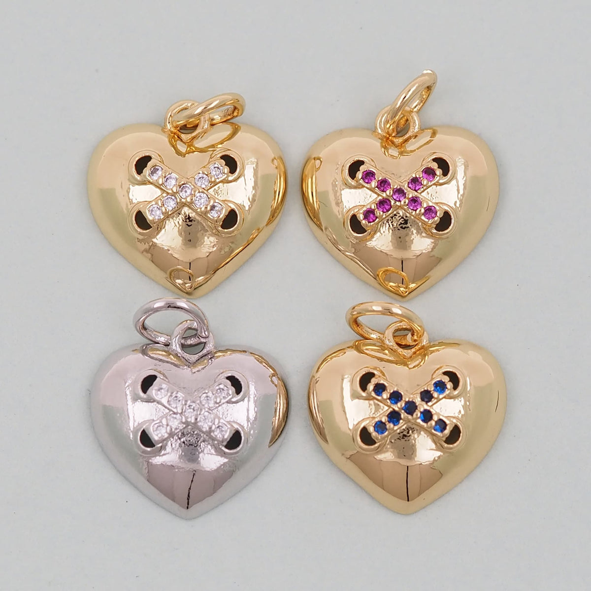 Gold Heart Charms,18K Gold Filled Heart Pendant,Heart Charm Bracelet Necklace for DIY Jewelry Making Supply