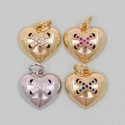 Gold Heart Charms,18K Gold Filled Heart Pendant,Heart Charm Bracelet Necklace for DIY Jewelry Making Supply