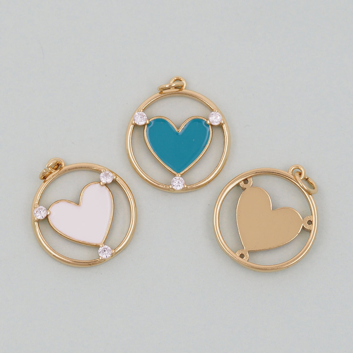 18K Gold Filled Heart Enamel Charm Pendant for Jewelry Making