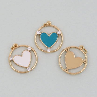 18K Gold Filled Heart Enamel Charm Pendant for Jewelry Making