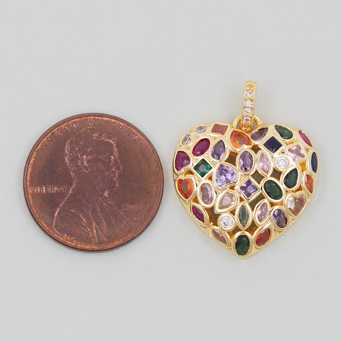 18K Gold Filled Heart Charm Pendant for Jewelry Making