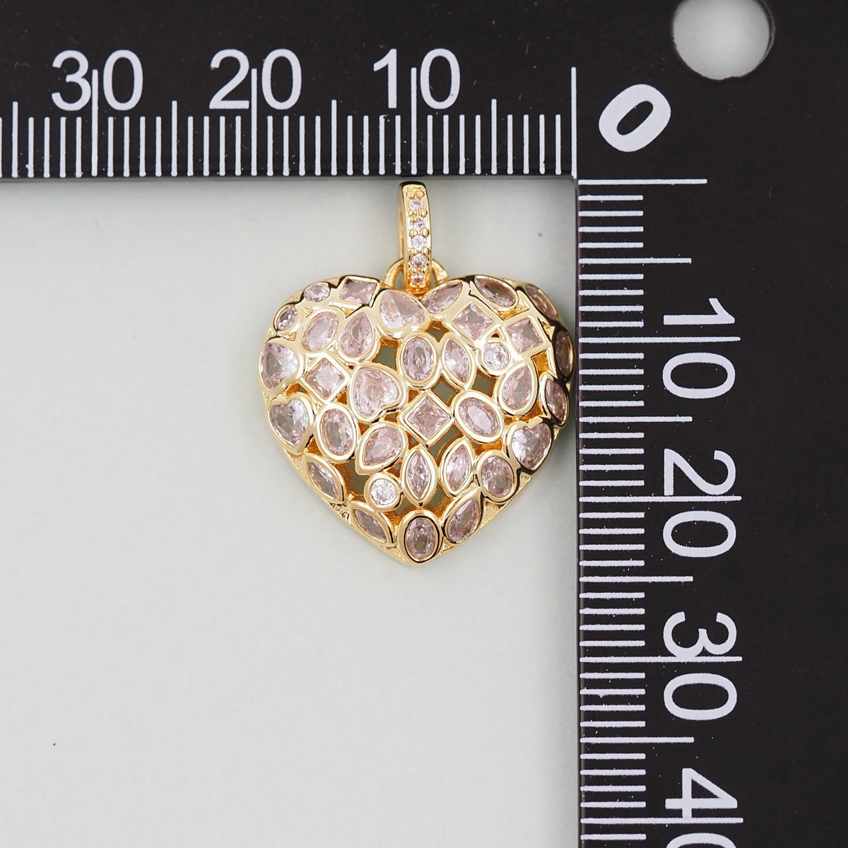18K Gold Filled Heart CZ Charm Pendant for Jewelry Making