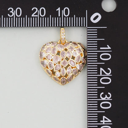 18K Gold Filled Heart CZ Charm Pendant for Jewelry Making