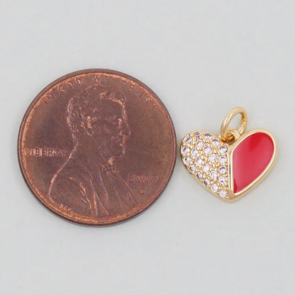 Gold Heart Charms,18K Gold Filled Enamel Heart Pendant,Heart Charm Bracelet Necklace for DIY Jewelry Making Supply