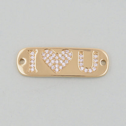 Gold Heart Charms,18K Gold Filled Heart Pendant,I love you Heart Charm Bracelet Necklace for DIY Jewelry Making Supply