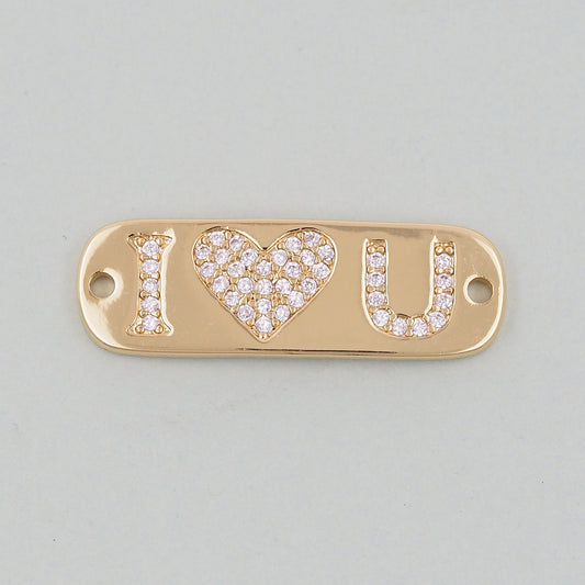 Gold Heart Charms,18K Gold Filled Heart Pendant,I love you Heart Charm Bracelet Necklace for DIY Jewelry Making Supply