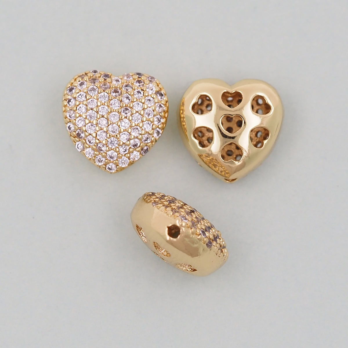 Gold Heart Charms,18K Gold Filled Heart Pendant,Heart Charm Bracelet Necklace for DIY Jewelry Making Supply