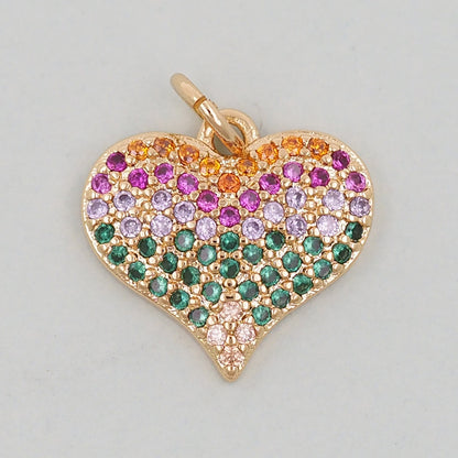 Gold colorful Heart Charms,18K Gold Filled Heart Pendant,Heart Charm Bracelet Necklace for DIY Jewelry Making Supply
