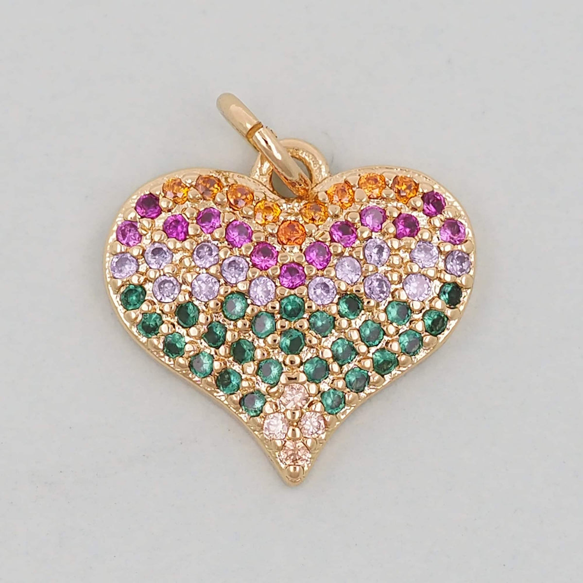 Gold colorful Heart Charms,18K Gold Filled Heart Pendant,Heart Charm Bracelet Necklace for DIY Jewelry Making Supply