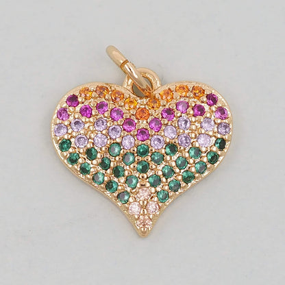 Gold colorful Heart Charms,18K Gold Filled Heart Pendant,Heart Charm Bracelet Necklace for DIY Jewelry Making Supply