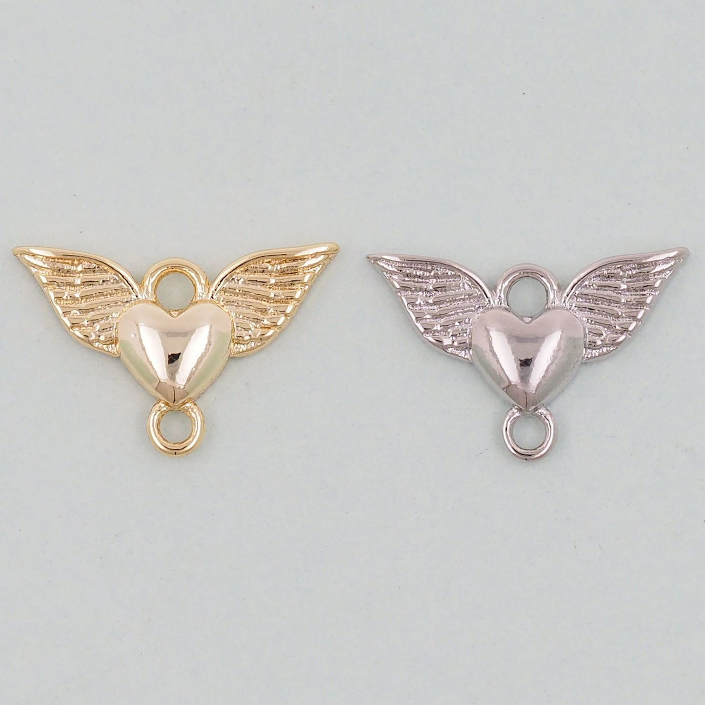 Gold Wings Heart Charms,18K Gold Filled Heart Pendant,Angel Heart Charm Bracelet Necklace for DIY Jewelry Making Supply