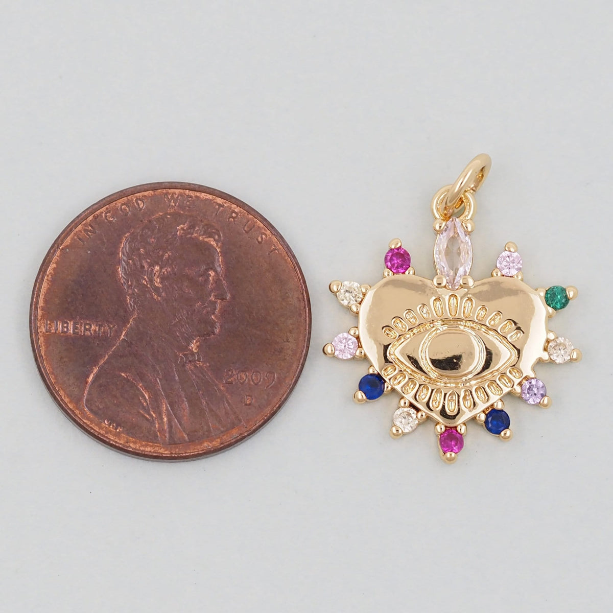 Gold Heart Evil Eye Charms,18K Gold Filled Heart Pendant,Heart Eye Charm Bracelet Necklace for DIY Jewelry Making Supply