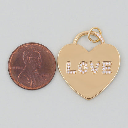 Gold Heart Charms,18K Gold Filled Heart Pendant,Heart Love Charm Bracelet Necklace for DIY Jewelry Making Supply