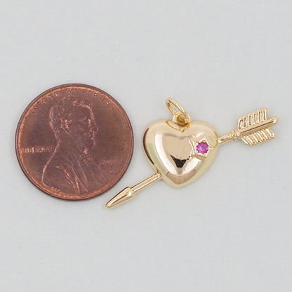 Gold Heart arrow Charms,18K Gold Filled Heart Pendant,Heart Love Charm Bracelet Necklace for DIY Jewelry Making Supply