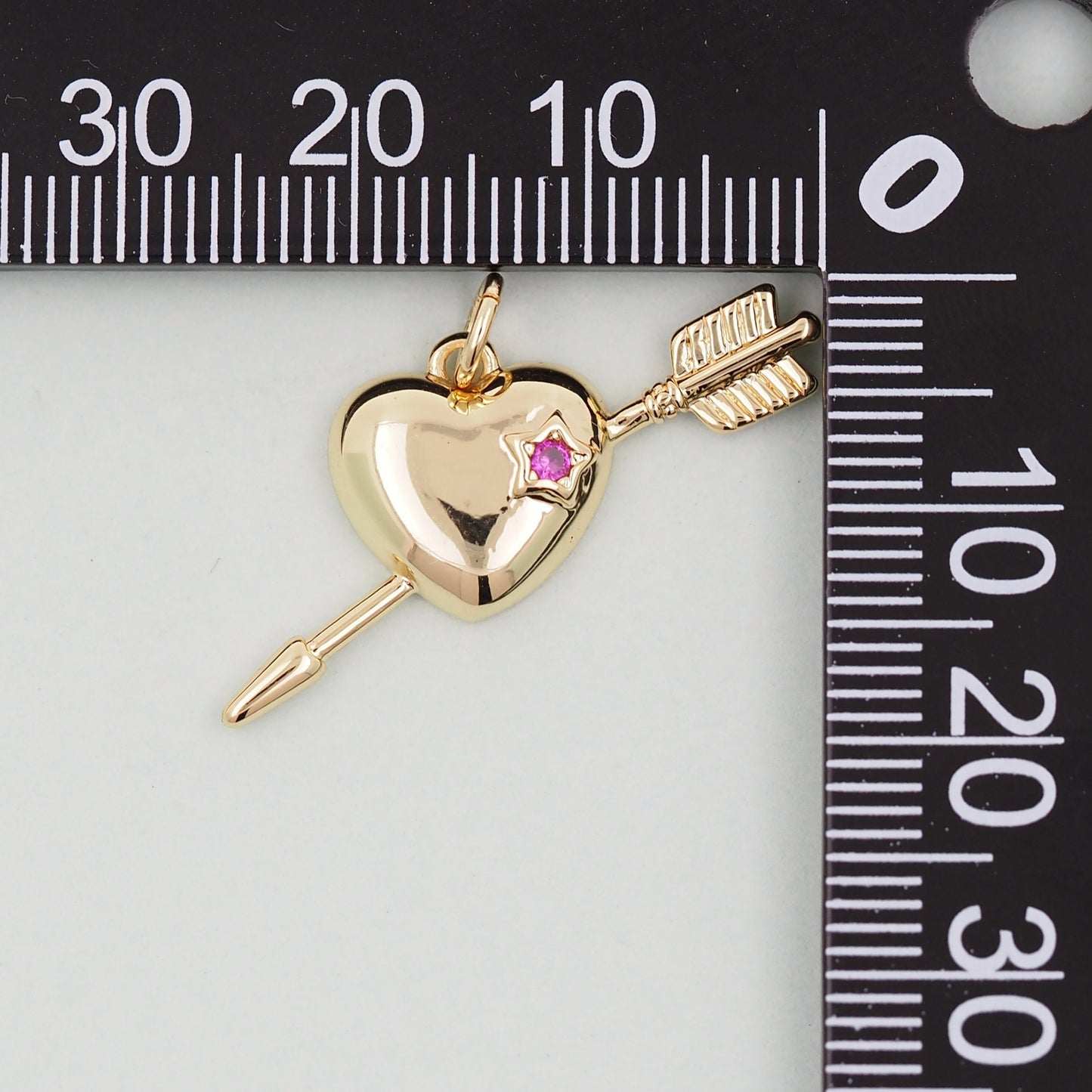 Gold Heart arrow Charms,18K Gold Filled Heart Pendant,Heart Love Charm Bracelet Necklace for DIY Jewelry Making Supply
