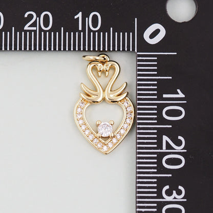 Gold Heart Charms,18K Gold Filled Heart Pendant,Heart Love Charm Bracelet Necklace for DIY Jewelry Making Supply