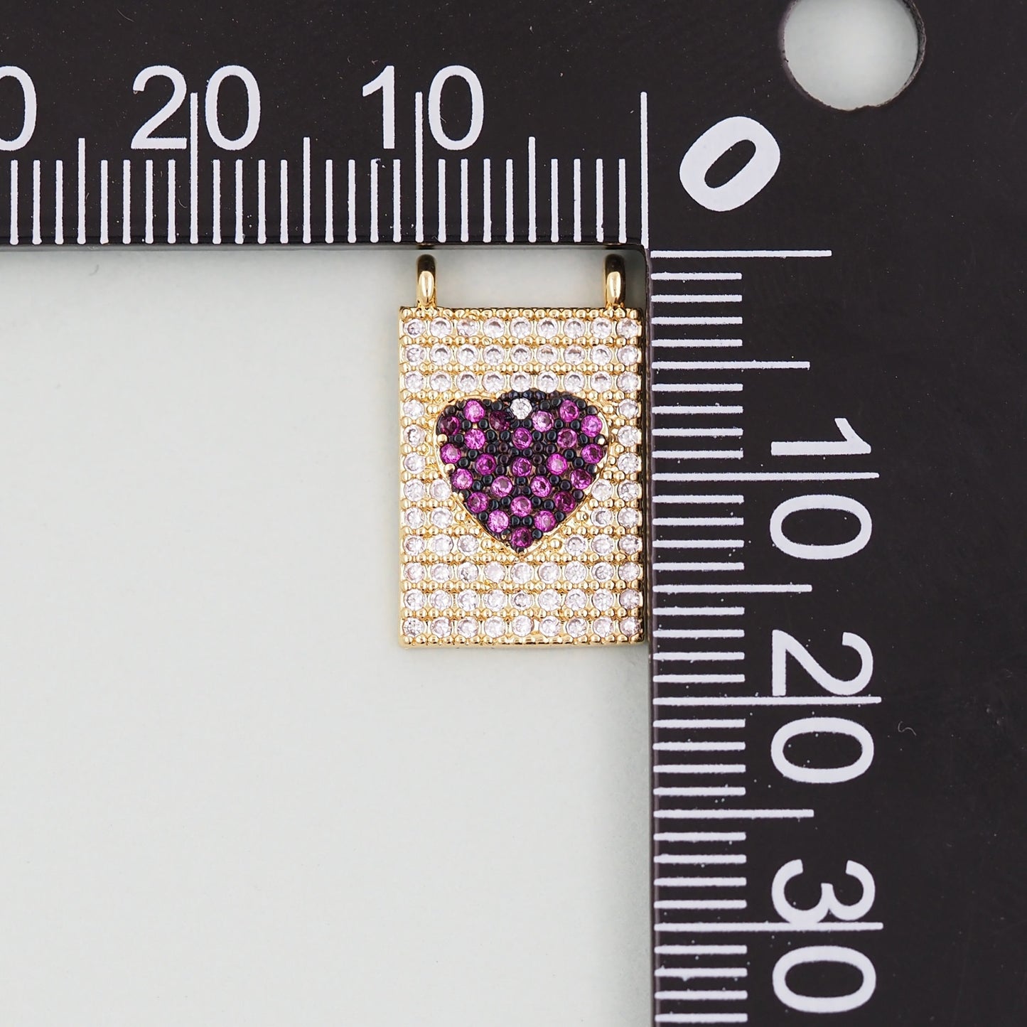 Gold rectangle Heart Charms,18K Gold Filled Heart Pendant,Heart Charm Bracelet Necklace for DIY Jewelry Making Supply