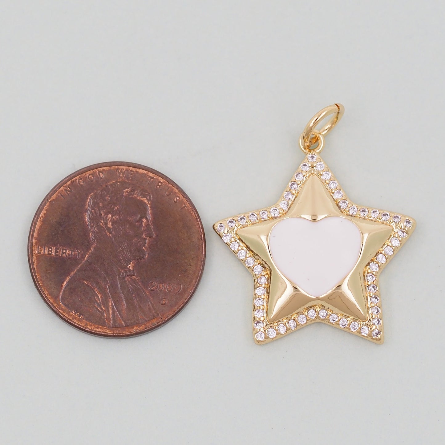 Gold Heart Star Charms,18K Gold Filled Heart Pendant,Star Heart Charm Bracelet Necklace for DIY Jewelry Making Supply