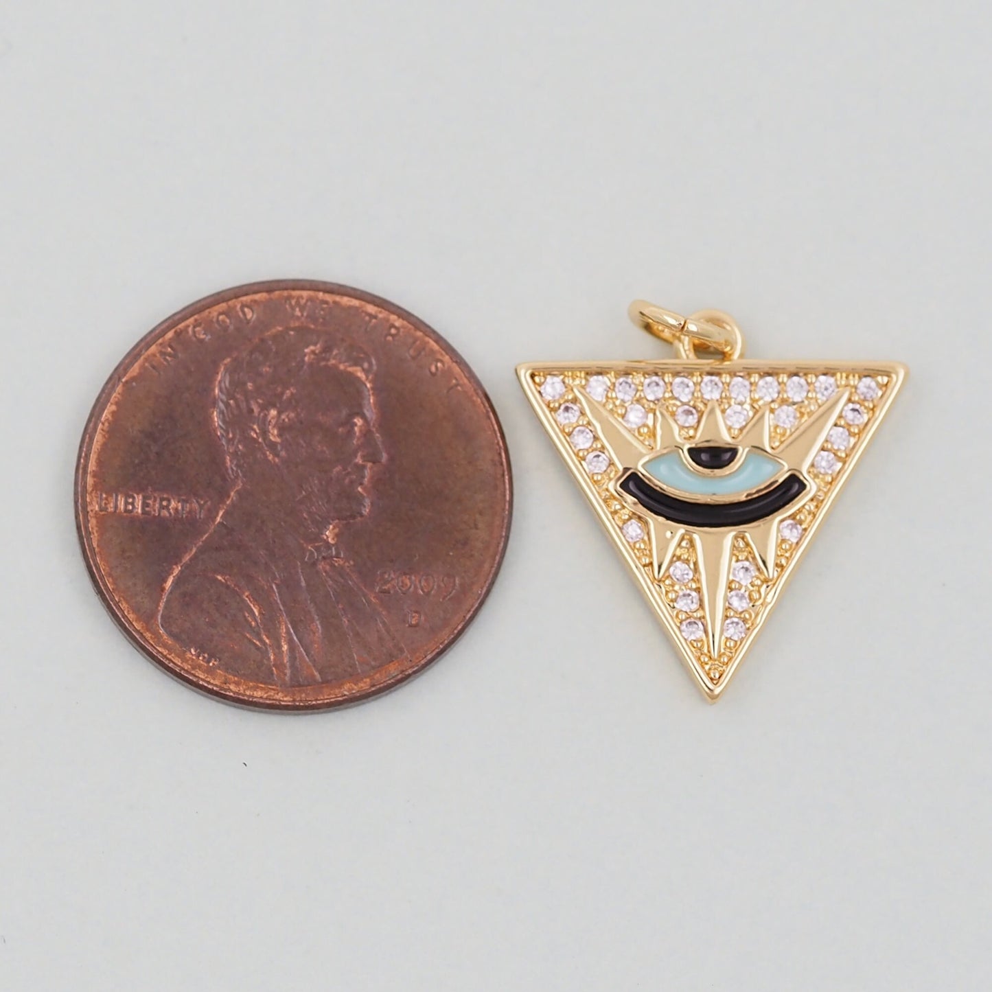 Gold triangle Charms,18K Gold Filled triangle Eye Pendant,triangle Evil Eye Charm Bracelet Necklace for DIY Jewelry Making Supply