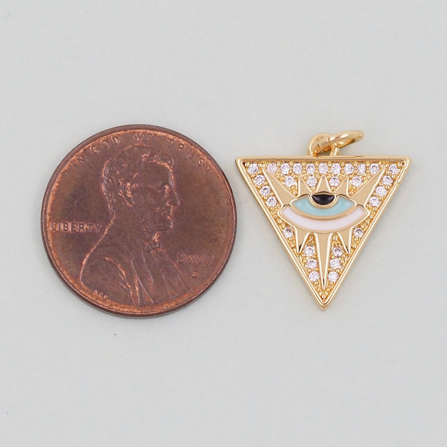Gold triangle Charms,18K Gold Filled triangle Eye Pendant,triangle Evil Eye Charm Bracelet Necklace for DIY Jewelry Making Supply