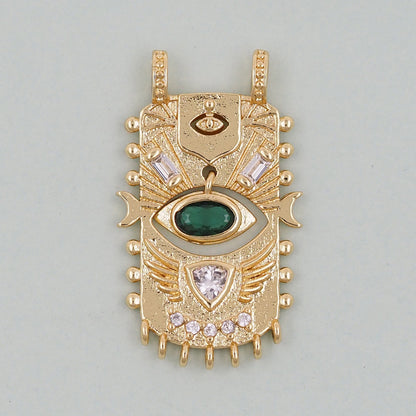Gold rectangle Evil Eye Charms,18K Gold Filled rectangle Eye Pendant,Green Evil Eye Charm Bracelet Necklace for DIY Jewelry Making Supply