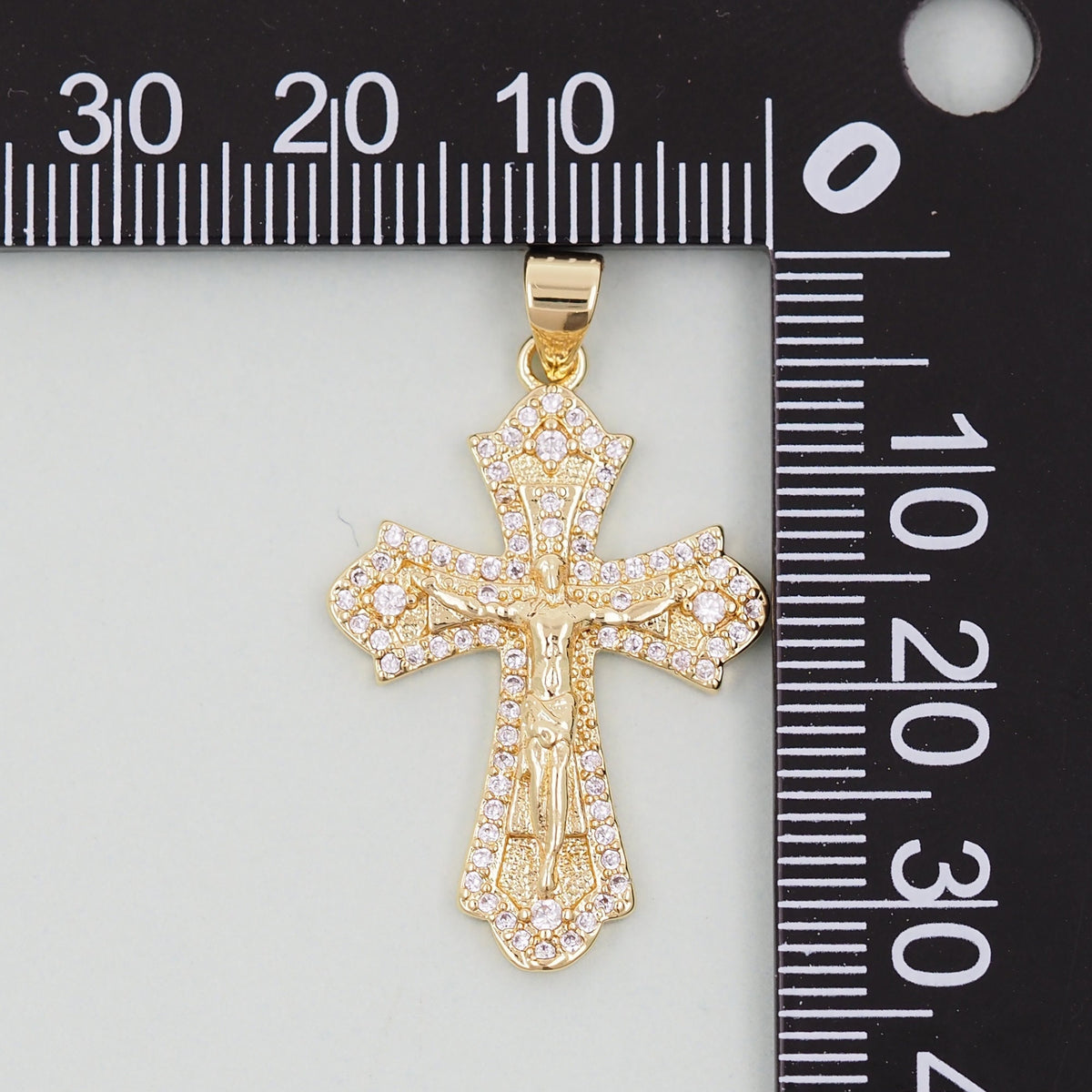 18K Gold Filled Cubic Zirconia Cross Charm Pendant for Jewelry Making