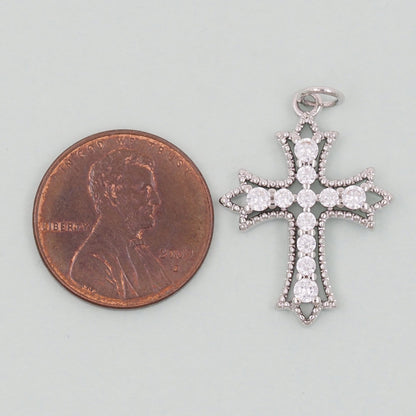 Gold Cross Charms,18K Gold Filled CZ Cross Pendant,Religious Charm Bracelet Necklace for DIY Jewelry Making Supply