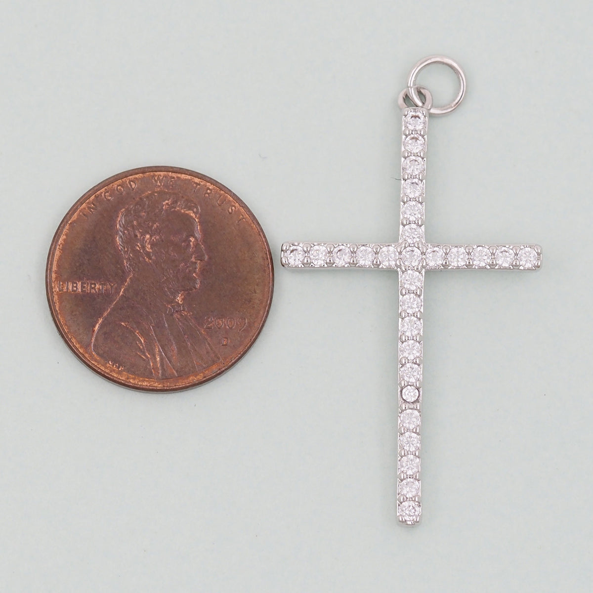 18K Gold Filled Cubic Zirconia Cross Charm Pendant for Jewelry Making
