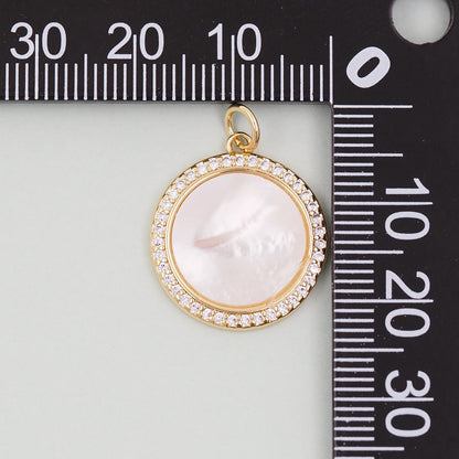 Gold Round Charms,18K Gold Filled Round Coin Pendant,Round Shell Charm Bracelet Necklace for DIY Jewelry Making Supply