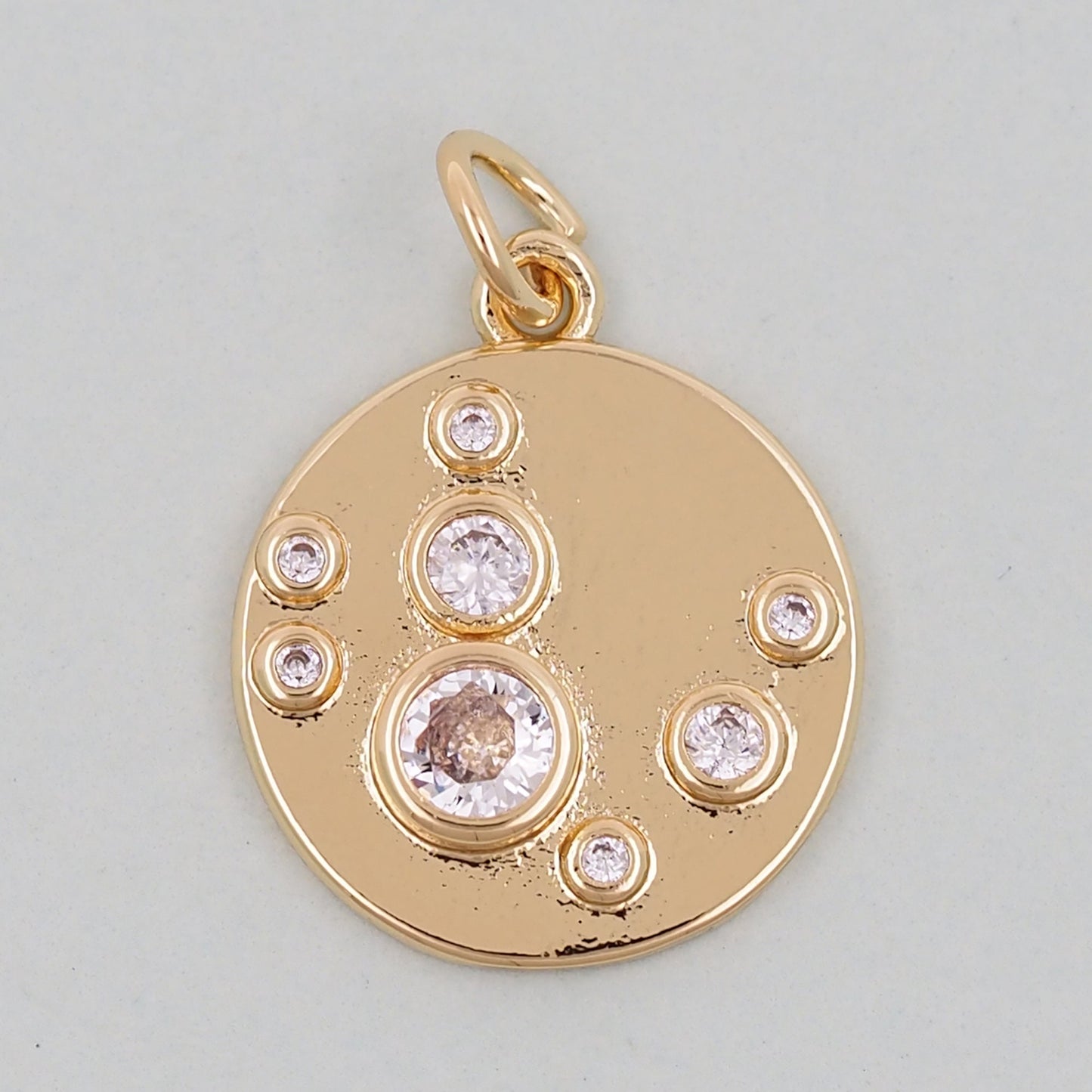 Gold Round Charms,18K Gold Filled Round Coin Pendant,Round Charm Bracelet Necklace for DIY Jewelry Making Supply