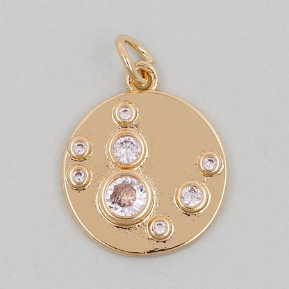 Gold Round Charms,18K Gold Filled Round Coin Pendant,Round Charm Bracelet Necklace for DIY Jewelry Making Supply