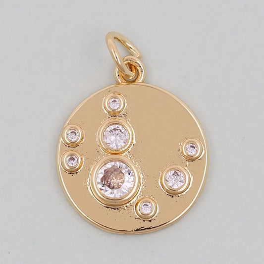 Gold Round Charms,18K Gold Filled Round Coin Pendant,Round Charm Bracelet Necklace for DIY Jewelry Making Supply