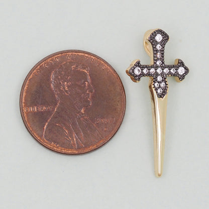 18K Gold Filled Cross CZ Charm Pendant for Jewelry Making