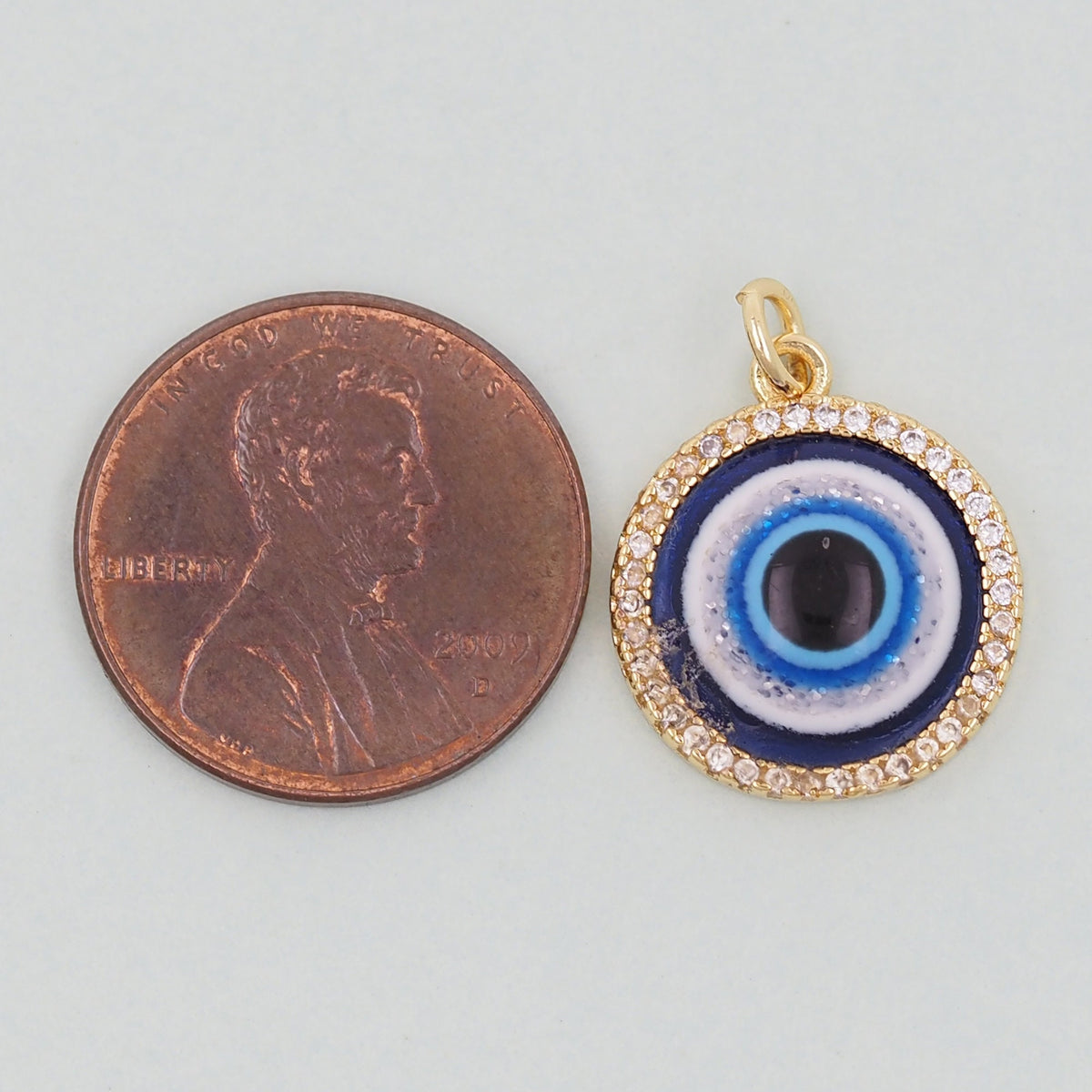 Gold Round Evil Eye Charms,18K Gold Filled Evil Eye Pendant,Evil Eye Charm Bracelet Necklace for DIY Jewelry Making Supply