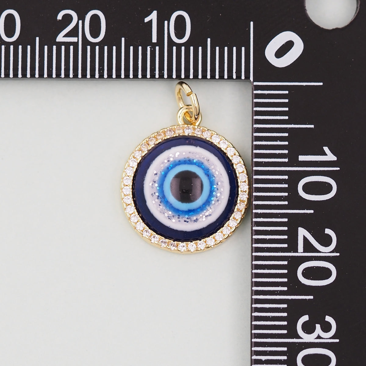 Gold Round Evil Eye Charms,18K Gold Filled Evil Eye Pendant,Evil Eye Charm Bracelet Necklace for DIY Jewelry Making Supply