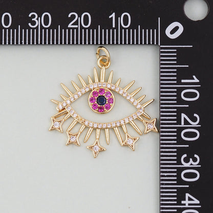 Gold Evil Eye Charms,18K Gold Filled Evil Eye Pendant,Red Evil Eye Charm Bracelet Necklace for DIY Jewelry Making Supply