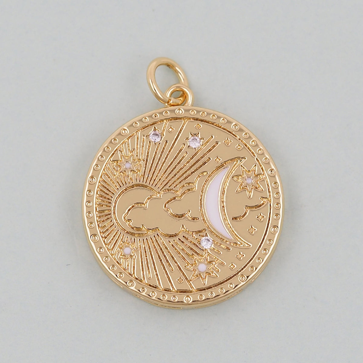 18K Gold Filled Cubic Zirconia Moon Charm Pendant for Jewelry Making