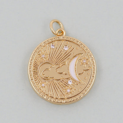 18K Gold Filled Cubic Zirconia Moon Charm Pendant for Jewelry Making