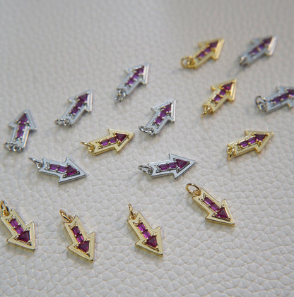 Gold ArrowCharms,18K Gold Filled CZ arrow Pendant,Silver arrow Charm Bracelet Necklace for DIY Jewelry Making Supply