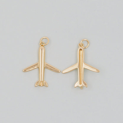 Gold airplane Charms,18K Gold Filled airplane Pendant,airplane Charm Bracelet Necklace for DIY Jewelry Making Supply