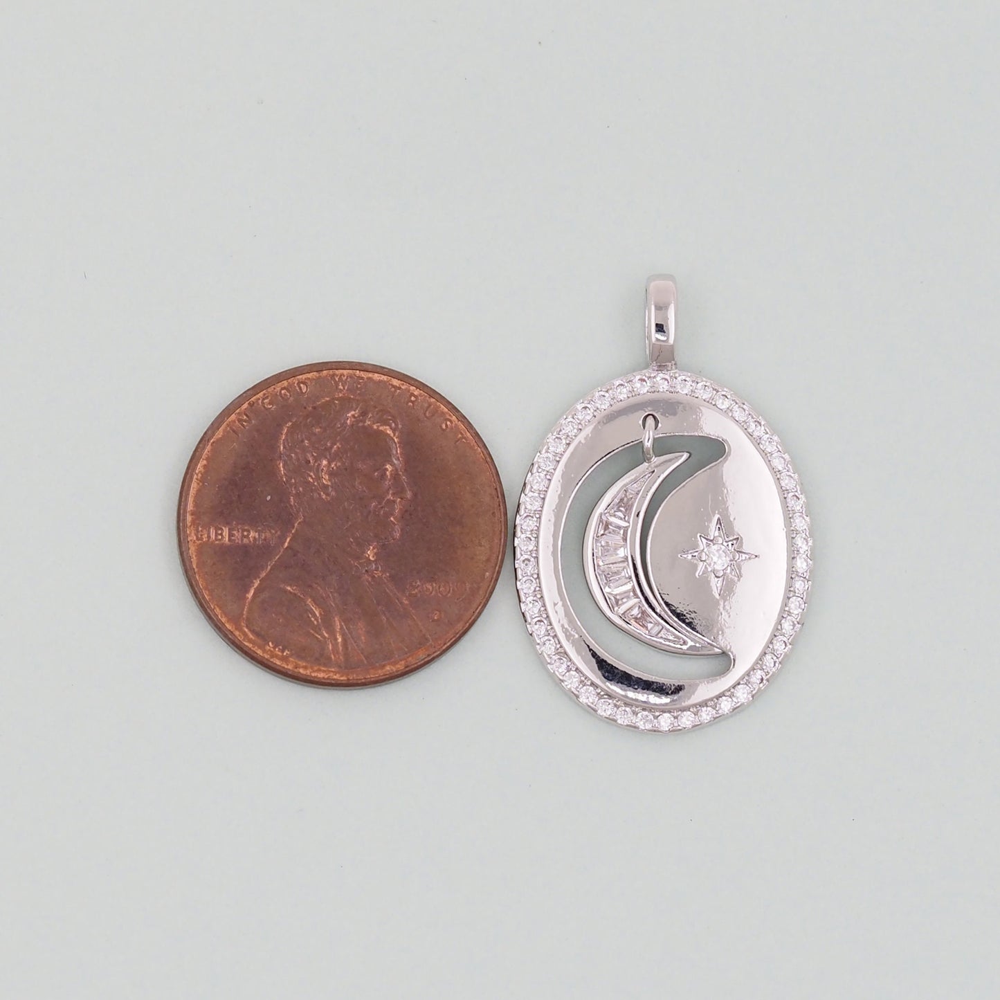 Gold Oval Moon Charms,18K Gold Filled Oval Pendant,Moon Charm Bracelet Necklace for DIY Jewelry Making Supply